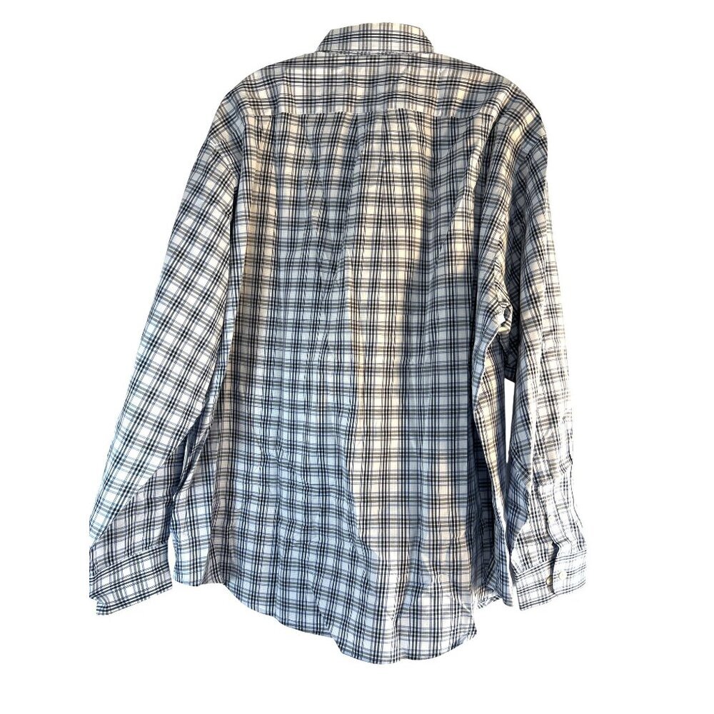 Roundtree & Yorke Easy Care Mens Shirt Button Down Blue Plaid Long Slvs Size XL - Picture 2 of 6